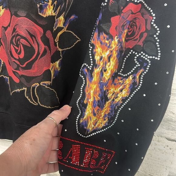Christopher Rose Dream Rose Hoodie Sweatshirt Men’s Size Medium Rhinestone Rare - Picture 5 of 10
